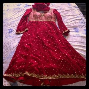 Red & Gold Shalwar Kameez